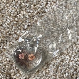 Dried Flower Heart Pendant Necklace